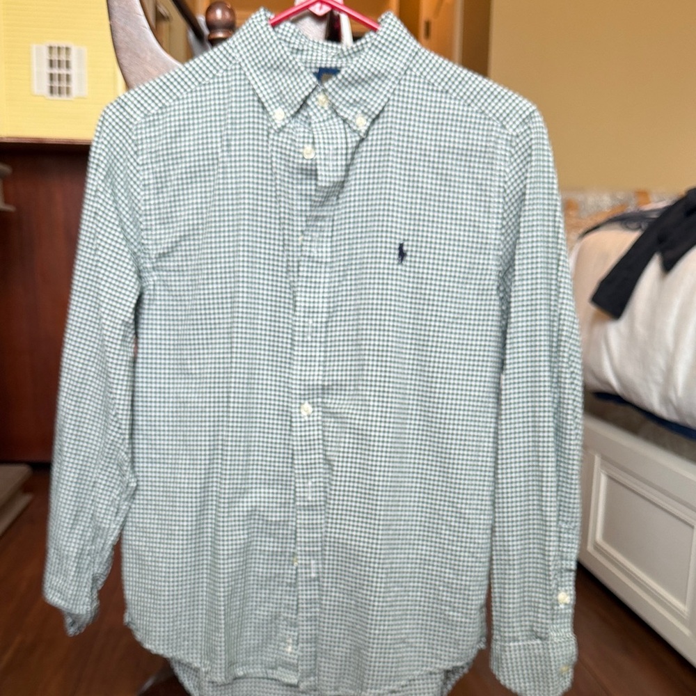 Ralph Lauren Green Checkered Button Down Shirt